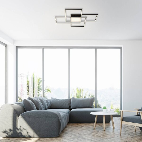 Q-Smart-Home Paul Neuhaus Q-ASMIN LED stropní světlo, 80 x 80cm, stmívatelný, Černá, Obývací pokoj / jídelna, Plast, Moderní
