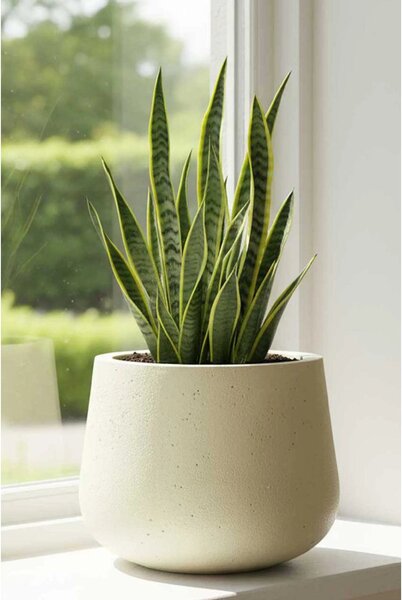 Květináč GIRAR, sklolaminát, výška 27 cm, béžová
