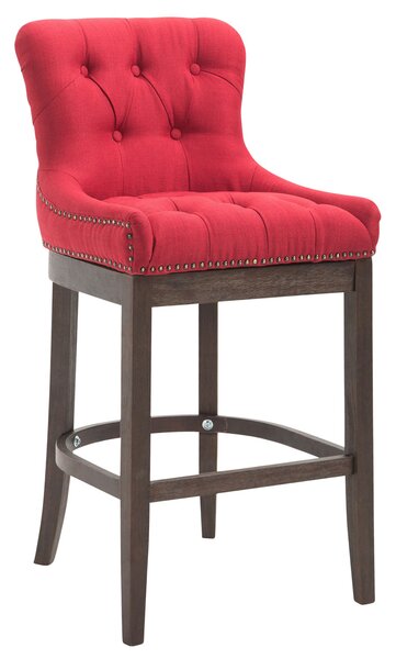 Barová židle Buckingham látka, dřevěné nohy tmavá antik Barva Červená