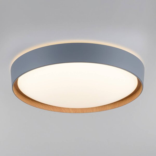 Q-Smart-Home Paul Neuhaus Q-EMILIA LED stropní svítidlo, šedé/dřevěné, stmívatelný, Hliník / šedá / zinek, Obývací pokoj / jídelna, kov