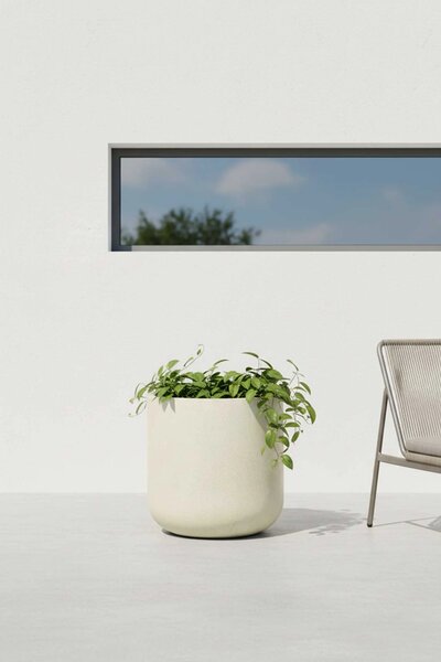 Kulatý květináč CHICO, sklolaminát, průměr 40 x výška 40 cm, krémový