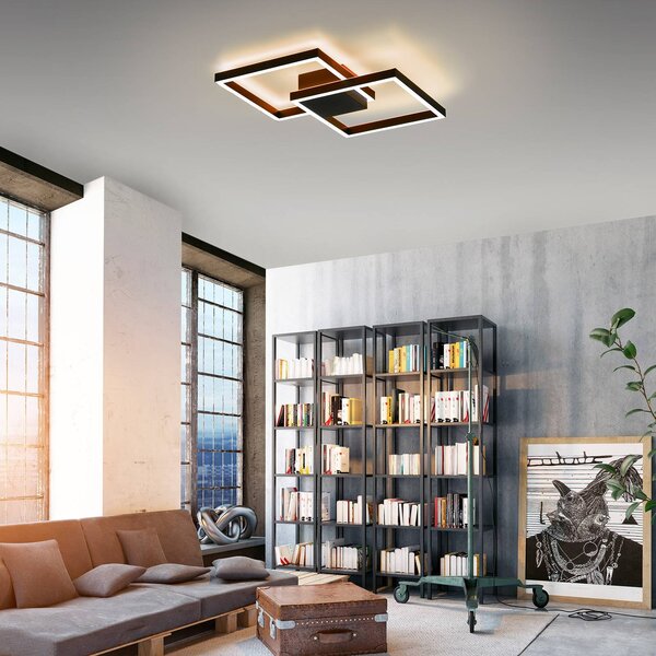Q-Smart-Home Paul Neuhaus Q-MARKO LED stropní světlo 2x hranaté, stmívatelný, Černá, Obývací pokoj / jídelna, Hliník, Moderní