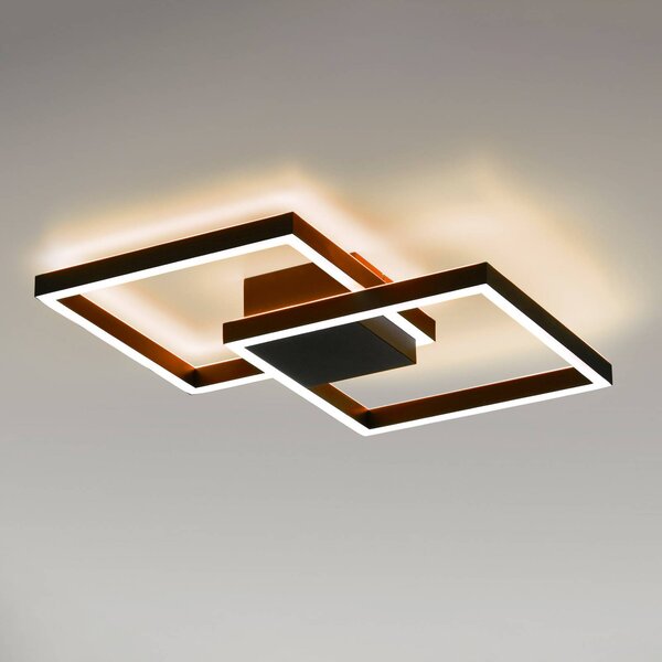 Q-Smart-Home Paul Neuhaus Q-MARKO LED stropní světlo 2x hranaté, stmívatelný, Černá, Obývací pokoj / jídelna, Hliník, Moderní