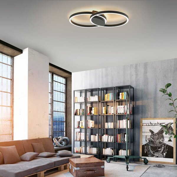 Q-Smart-Home Paul Neuhaus Q-MARKO LED stropní světlo, 2x kulaté, stmívatelný, Černá, Obývací pokoj / jídelna, Hliník, Moderní