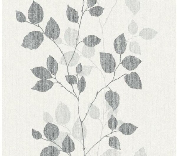 Vliesová tapeta na zeď Happy Spring 34761-4 | 0,53 x 10,05 m | bílá, černá, šedá vliesová tapeta na stěnu | A.S. Création
