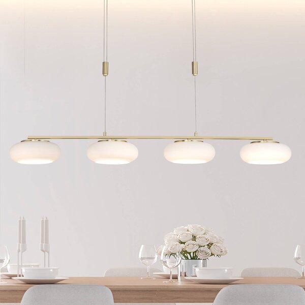 Q-Smart-Home Paul Neuhaus Q-ETIENNE LED závěsné světlo 4x mosaz, stmívatelný, Mosaz / zlato, Obývací pokoj / jídelna, Hliník