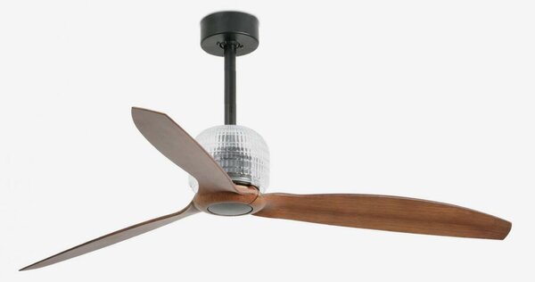 FARO DECO FAN M, černá/dřevo, stropní ventilátor s DC motorem