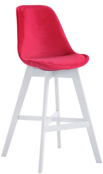 Barová židle Cannes ~ samet, dřevěné nohy bílé Barva Červená