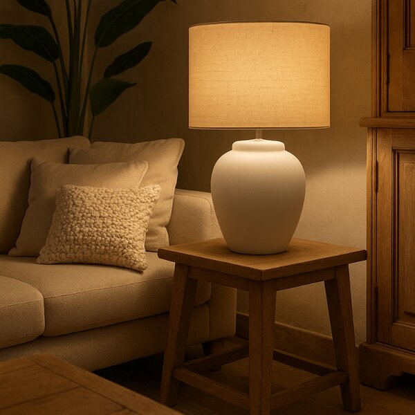Bílá keramická stolní lampa J-line Limme 48 cm