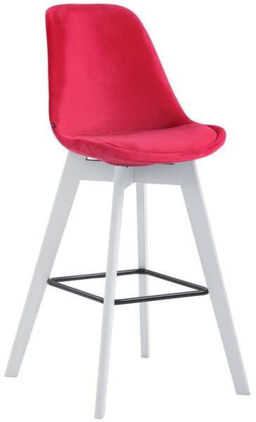 Barová židle Metz ~ samet, dřevěné nohy bílé Barva Červená