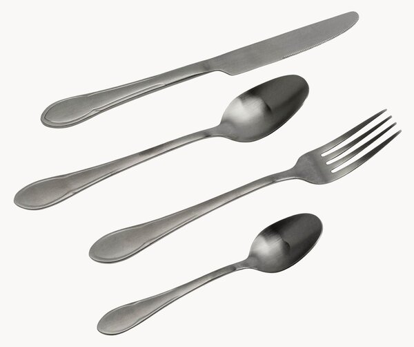 Sada matně kartáčovaných příborů Cucina, ručně vyrobená, pro 4 osoby, 16 dílů