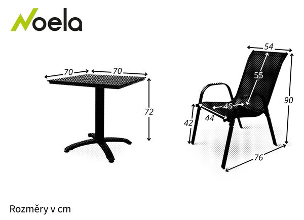 Noela Balkonový set Ristorante + 2x kovová židle Ramada