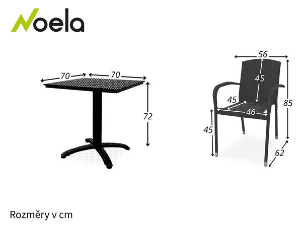 Noela Balkonový set Ristorante + 2x ratanová židle Roma