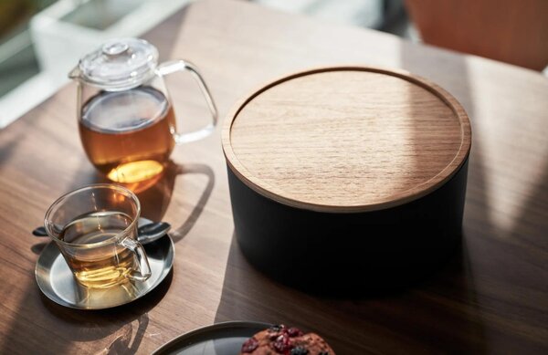 Černý kovový úložný box Yamazaki Rin 22 cm