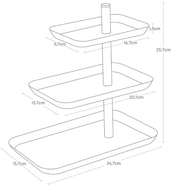 Bílý kovový třípatrový servírovací podnos Yamazaki Tower 25,7 cm