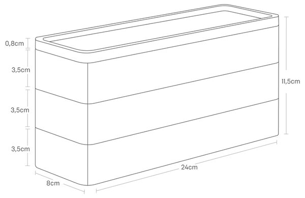 Bílý plastový třípatrový úložný box Yamazaki Rin 24 x 8 cm