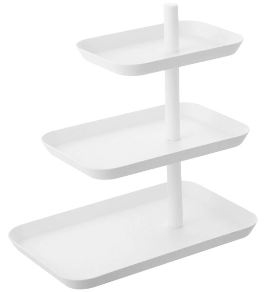 Bílý kovový třípatrový servírovací podnos Yamazaki Tower 25,7 cm
