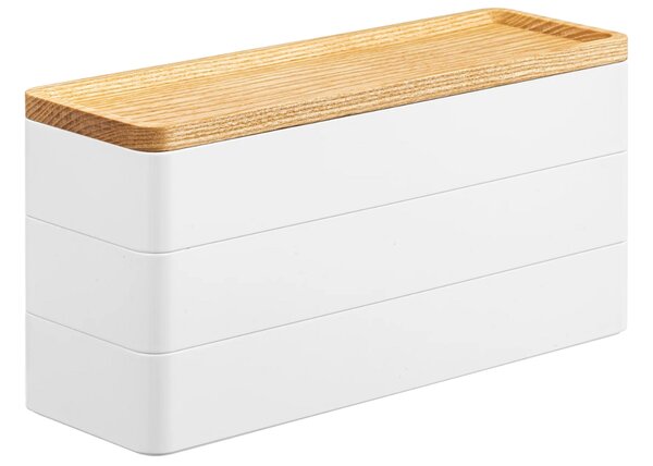Bílý plastový třípatrový úložný box Yamazaki Rin 24 x 8 cm