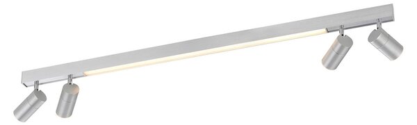 PURE LED stropní svítidlo Lines, 120 cm, stříbrné, dálkové ovládání, stmívatelný, Hliník / šedá / zinek, Obývací pokoj / jídelna, kov, Moderní
