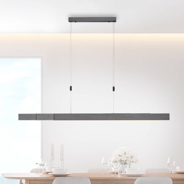 PURE LED závěsné světlo Moto, platinové, stmívatelné,, stmívatelný, Hliník / šedá / zinek, Obývací pokoj / jídelna, kov, Moderní