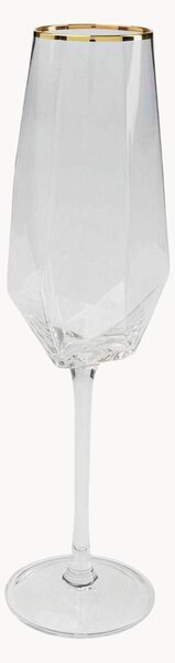 Sada ručně vyrobených sklenic na šampaňské Diamond, 4 díly