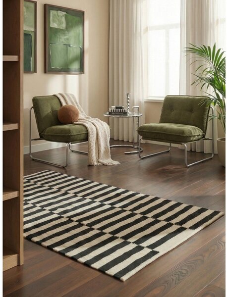 Černo-bílý oboustranný ručně tkaný vlněný koberec 160x230 cm Donna – Hanse Home