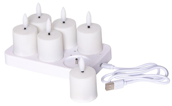 LED svíčky s nabíječkou – set 6 ks