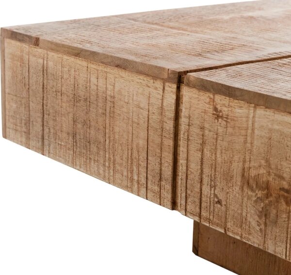 Masivní konferenční stolek Amberley z mangového dřeva, lakovaný, přírodní – 80×80 cm