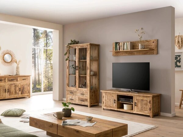 Masivní konferenční stolek Amberley z mangového dřeva, lakovaný, přírodní – 80×80 cm