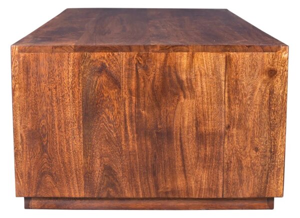 Masivní konferenční stolek Milburn z akácie, lakovaný, hnědý – 116×57×35 cm