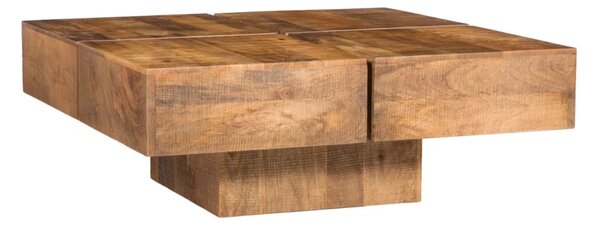 Masivní konferenční stolek Amberley z mangového dřeva, lakovaný, přírodní – 80×80 cm