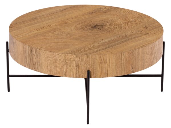 Kulatý konferenční stolek Liviano 80 cm - přírodní dub / černá