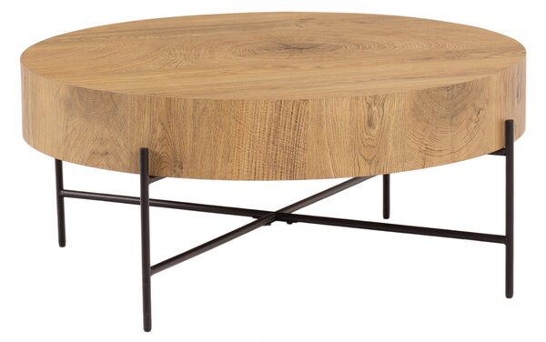 Kulatý konferenční stolek Liviano 80 cm - přírodní dub / černá