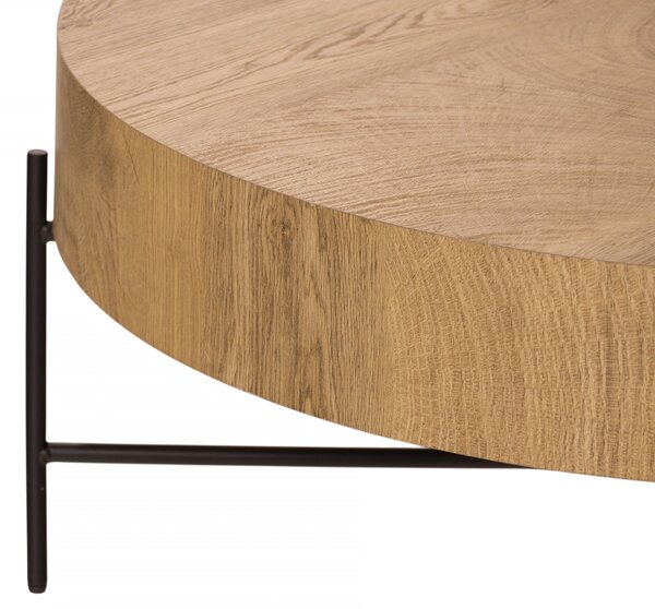 Kulatý konferenční stolek Liviano 80 cm - přírodní dub / černá