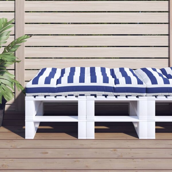 Poduška na palety modré a bílé pruhy 120 x 80 x 12 cm textil