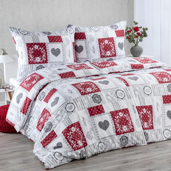 Ložní povlečení z mikrovlákna PATCHWORK SRDCE jednolůžko