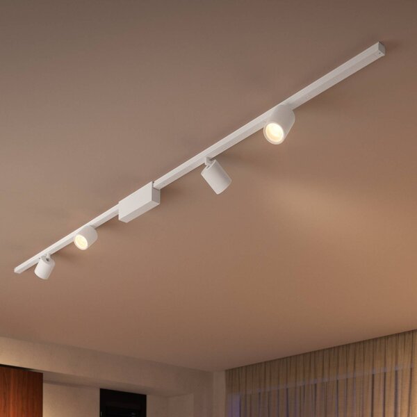 Philips Hue Perifo lištový systém 4x bodovka bílá, stmívatelný, Bílá / opál, Pracovna / kancelář, kov, Moderní