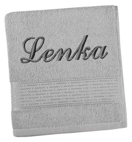BELLATEX Froté ručník proužek s výšivkou jména Šedá 50x100 cm