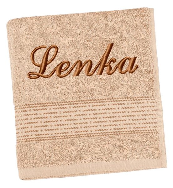 BELLATEX Froté ručník proužek s výšivkou jména Béžová 50x100 cm