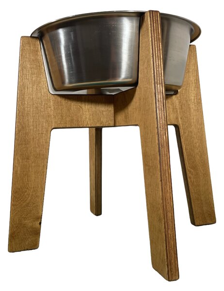 Wook | Dřevěný stojan s miskou pro psy vel. XL - 2800 ml Výška podstavce: 30 cm, Barva: ořech, Personalizace: Ne