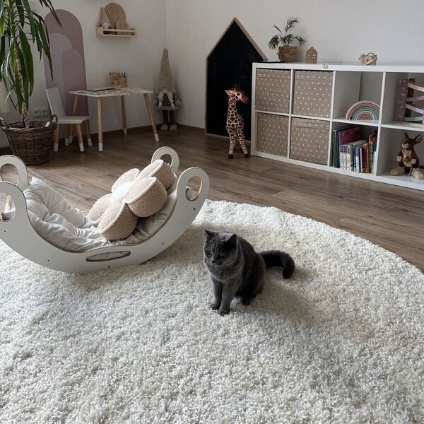 Ayyildiz, Kusový koberec Life Shaggy 1500 cream kruh, 80x80 (průměr) kruh, bílá, ložnice