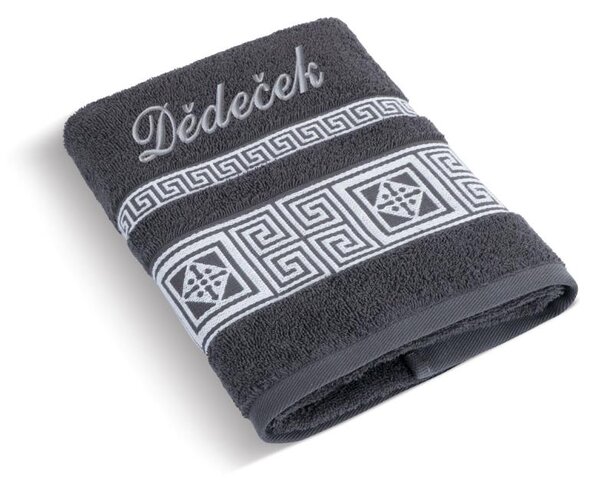 BELLATEX Froté ručník řecká kolekce se jménem DĚDEČEK tmavá šedá Ručník - 50x100 cm