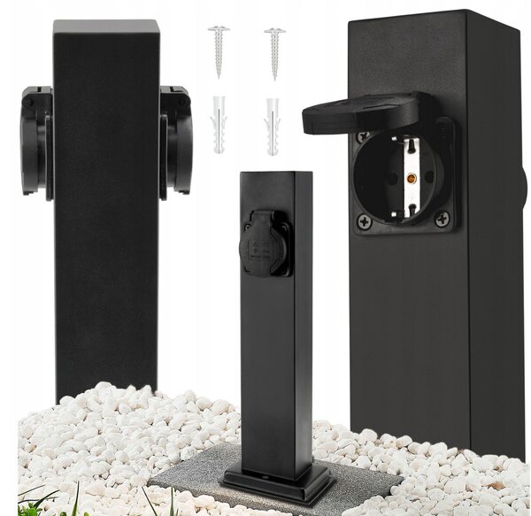 BERGE Zahradní lampa stojící venku 30cm - 2x zásuvka