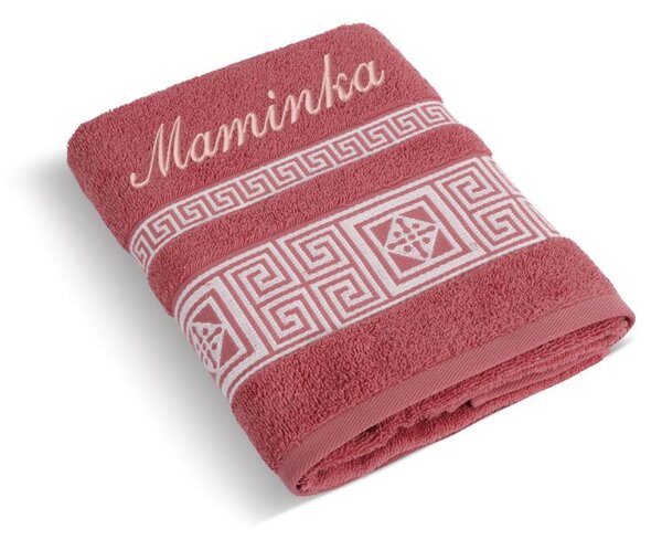 BELLATEX Froté ručník řecká kolekce se jménem MAMINKA terakota Ručník - 50x100 cm