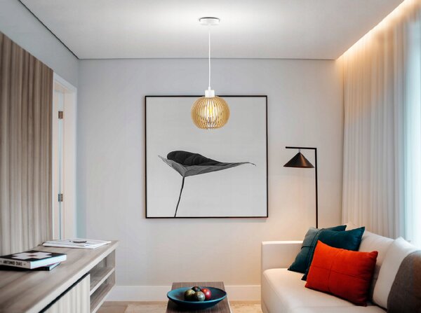 BERGE Závěsná stropní lampa - dřevěná koule