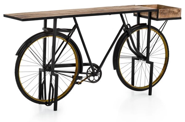 Lakovaný konzolový stůl Bike z kovu, černý – 185×45×90 cm
