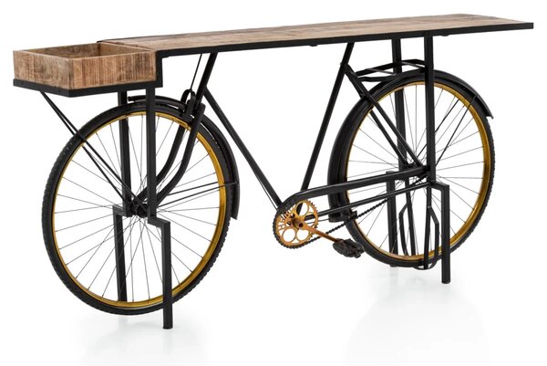 Lakovaný konzolový stůl Bike z kovu, černý – 185×45×90 cm
