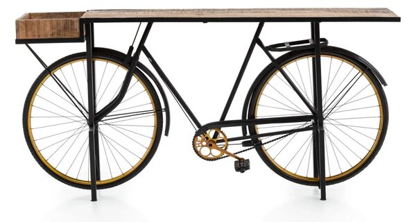 Lakovaný konzolový stůl Bike z kovu, černý – 185×45×90 cm