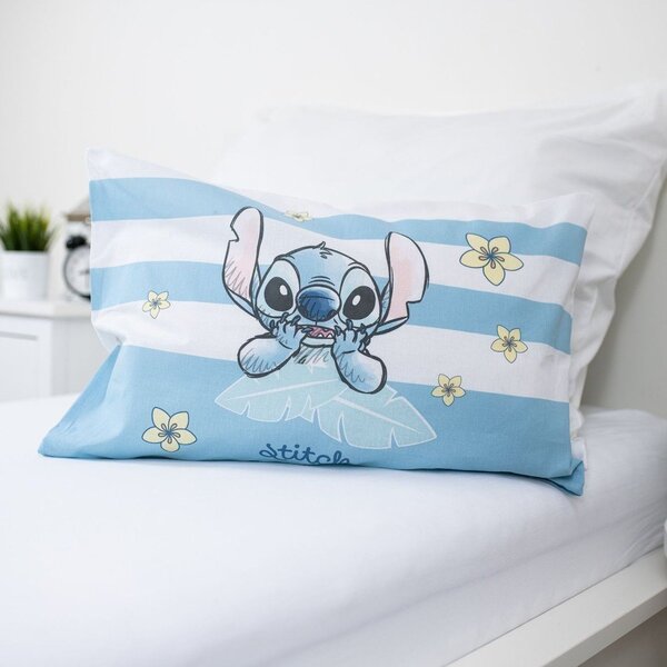 Světle modré bavlněné dětské povlečení do postýlky 100x135 cm Lilo & Stitch "Tropical Hugs" – Jerry Fabrics