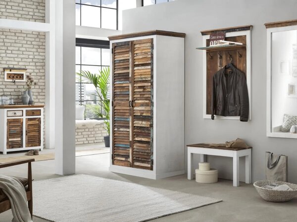 Masivní lavice Perth z recyklovaného dřeva, lakovaná, bílá / barevná